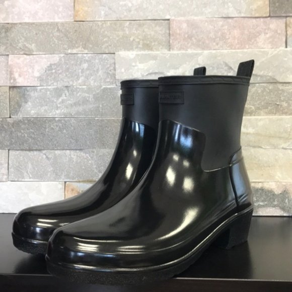 Hunter Refined Low Heel Biker Rain Boot - Picture 2 of 14